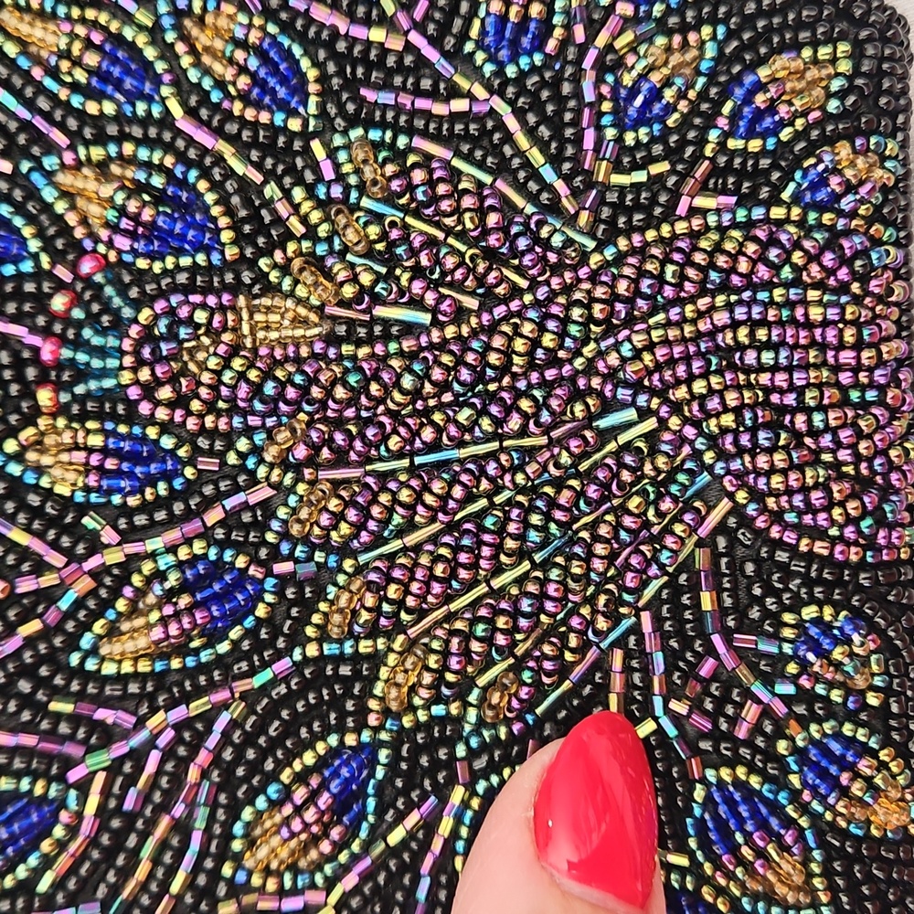 Chico's Beaded Peacock Handbag